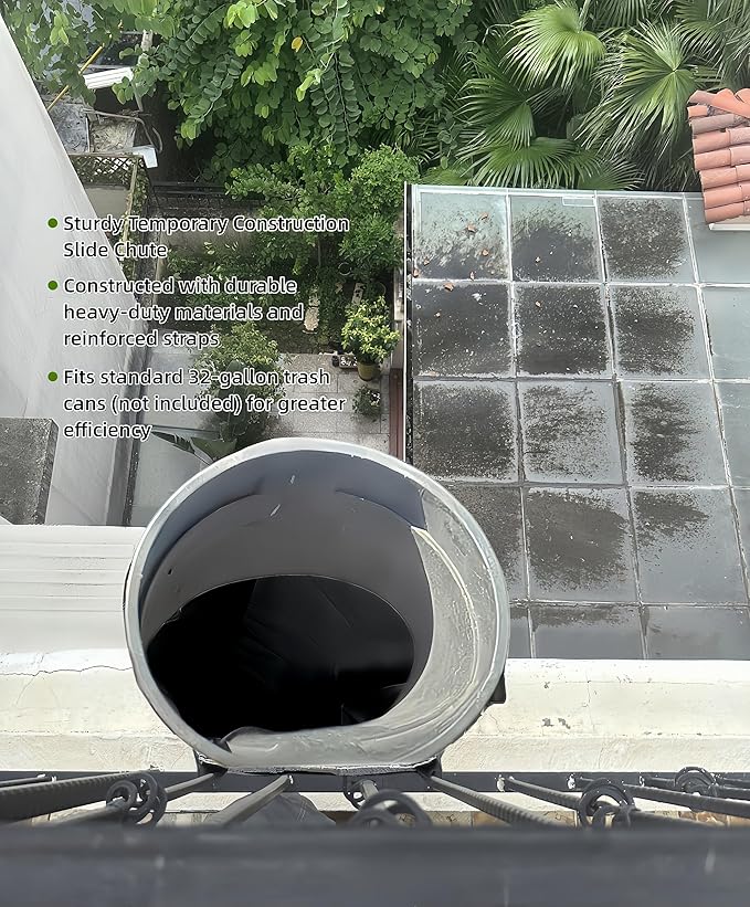 Heavy-Duty 10Ft Construction Chute Section with 12 Load-Bearing Cable TiesExtra Thick Double-Layer Material Trash ChuteMulti Connect Debris Chute for Removal of Construction Waste