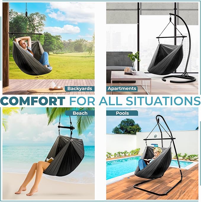 Sorbus Hanging Hammock Chair - Tree Pod Sensory Swing - Outdoor Camping Cacoon Chair - Collapsible and Lightweight Swings - Swinging Rocker Chairs for Camp Travel Hiking Tent Porch (500 lb Max)