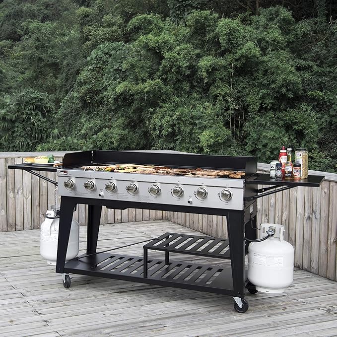 Royal Gourmet 8-Burner Gas Grill 104000 BTU Liquid Propane Grill Independently Controlled Dual Systems Outdoor Party or Backyard BBQ Black