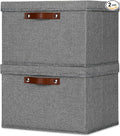 Temary Storage Bins with Lids 2-Pack Large Foldable Storage Baskets with Lid Fabric Storage Bin for Organizing Home (Grey 15x11x9.5inch)