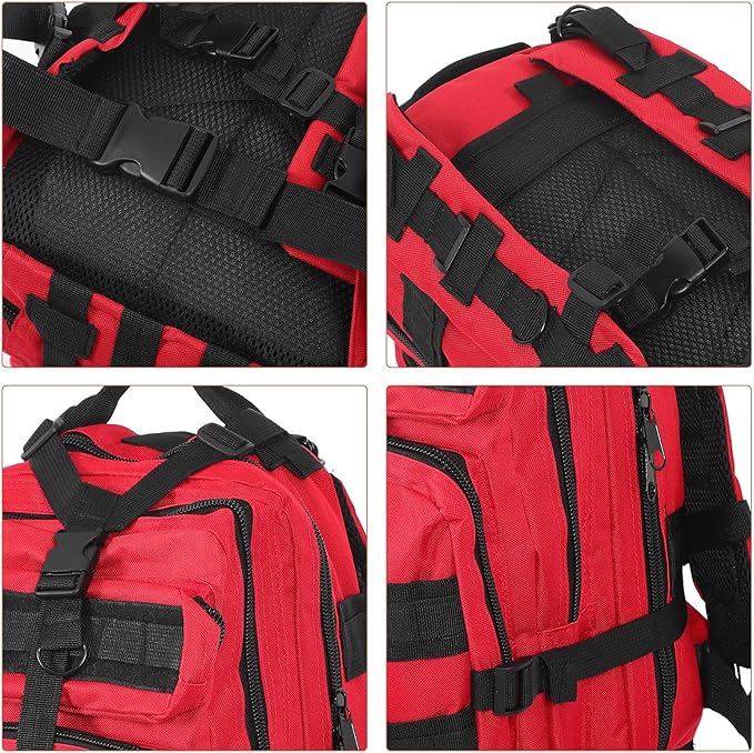 BESTonZON Outdoor Tactical Backpack Double Shoulder Bag Red 3p Modular Design Camping Hiking Mountaineering Storage Tools Bag for Outdoor Training and Travel