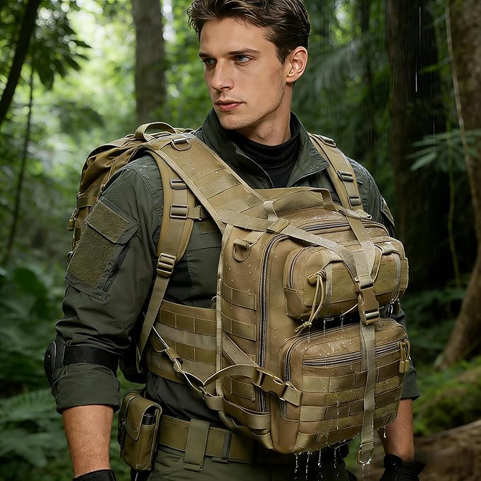 Tactical Sling Backpack with Molle System - Military Rover Shoulder Bag for EDC Outdoor Range &amp Daily Carry (Black)