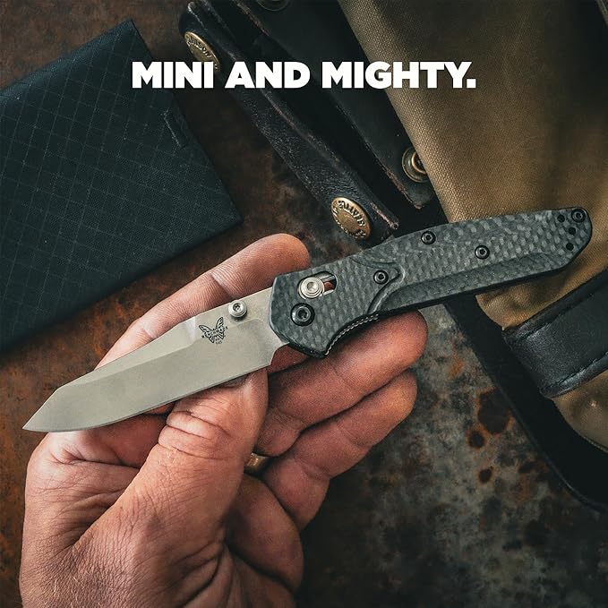 Benchmade - Mini Osborne Every Day Outdoor Folding Knife Reverse Tanto Blade with Black Carbon Fiber Handle (945-2)