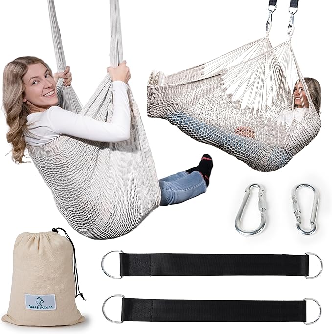 Abby &amp Noah Improved Sensory Swing for Adults &amp Kids (Large - 108x75) | Autism &amp ADHD Indoor &amp Outdoor Therapy Swing | Ceiling Hanging Sensory Hammock | Kids Indoor Swing | Holds Up