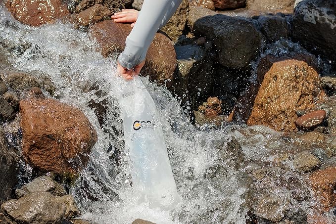 Vecto Water Collection and Filtration Bag (2L 3L) - 28mm Neck Compatible with Popular Filters - Wide Opening for Easy Water Collection - Lightweight Compact Durable Tethered Cap and Slider