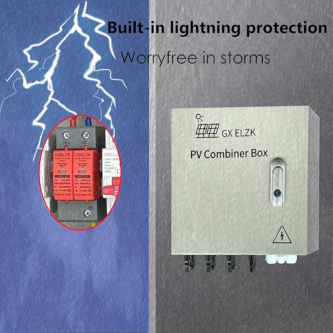 Hardcover Solar Combiner Box with 4 Strings 80 A Circuit Breakers. This pv Combiner Box is Suitable for Off-Grid Solar Power High-Power Version