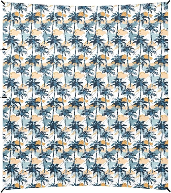 ALAZA Palm Trees Tropical Beach Tent Sun Shelter UPF50+ Protection Beach Shade Canopy w/ 4 Sandbags for Outdoor Camping Fishing Backyard Fun Picnic 10x9 ft