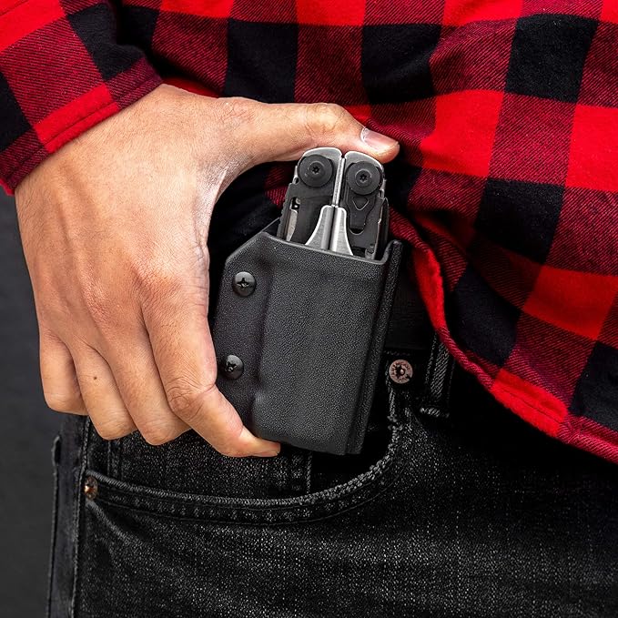 Clip &amp Carry Kydex Multitool Sheath for The Leatherman Surge - Made in USA - EDC Multi Tool Sheath Holder Holster Cover - Black