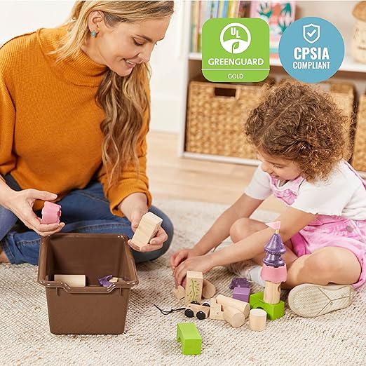 ECR4Kids Scoop Front Storage Bins Multipurpose Organization Chocolate 10-Piece