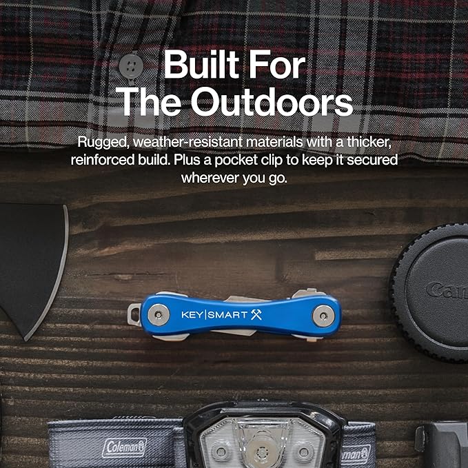 KeySmart Rugged - Multitool Key Holder for Keychain w/Bottle Opener and Pocket Clip Key Organizer for Key Chain EDC Keychains Key Ring for Car Fobs Key Chains Expandable (Up to 14 Keys Blue)