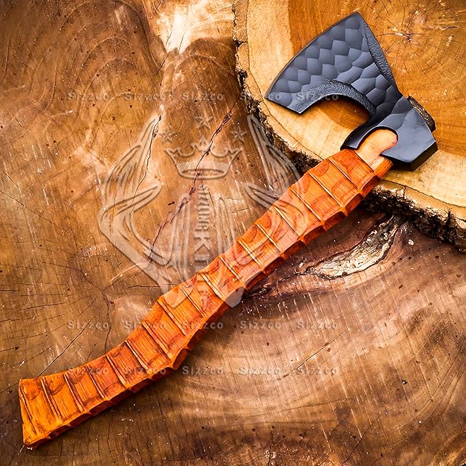 Custom Gift Forged Carbon Steel Viking Axe Bearded Axe with Ash Wood Shaft Tomahawk - Real Hatchet Best Gift