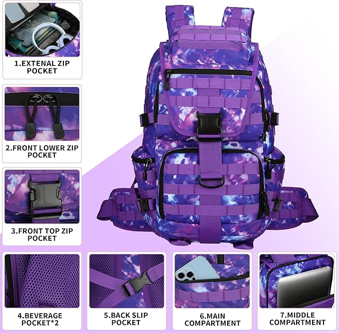 50L Military Tactical Backpack Hiking Waterproof Backpack Large Military Pack 3 Day Assault Pack Molle Bag Rucksack