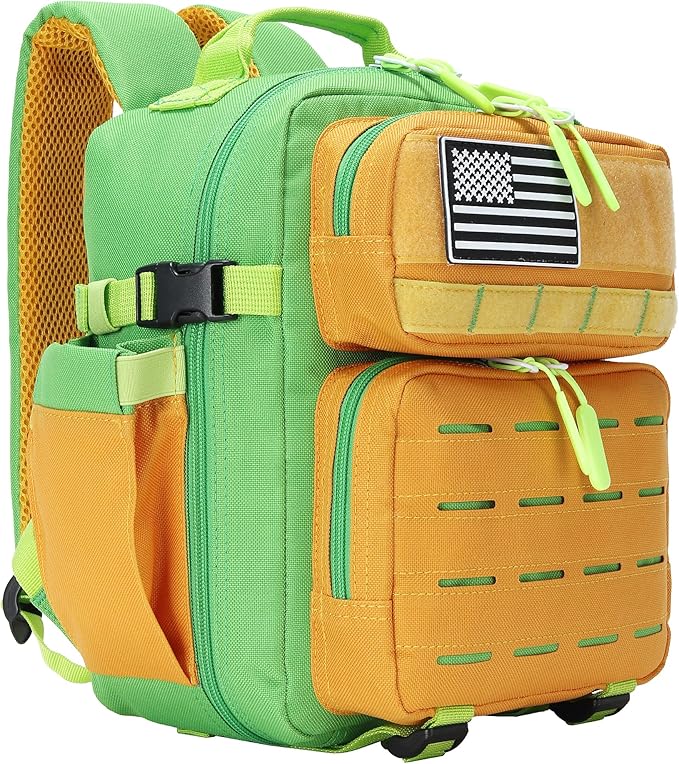 9L Mini Tactical Backpack for Men and Women Tactical Backpack Small for Hiking Small Tactical Bag (Orange&ampGreen)