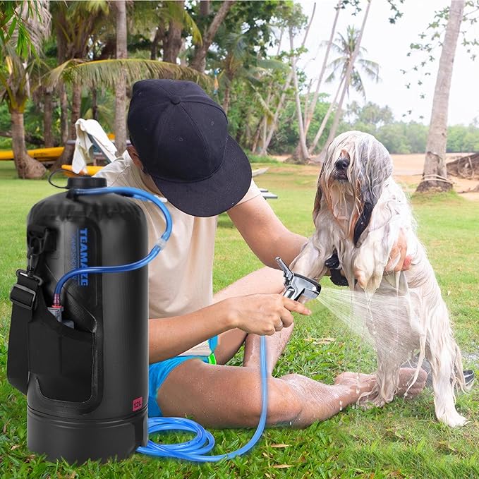 Teamaze Portable Shower12L/3.2 Gal Solar Camping Shower Bag with Auto Pressure PumpPortable Outdoor Shower for CampingBeachHikingRVPet Bath
