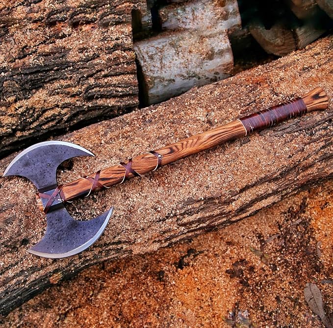 Hnadmade Two Handed Large Berserker Axe Norse Axe Scandinavian Viking Dane Ashwood Handle Functional Axe (FM-0008) ((FM-0008))