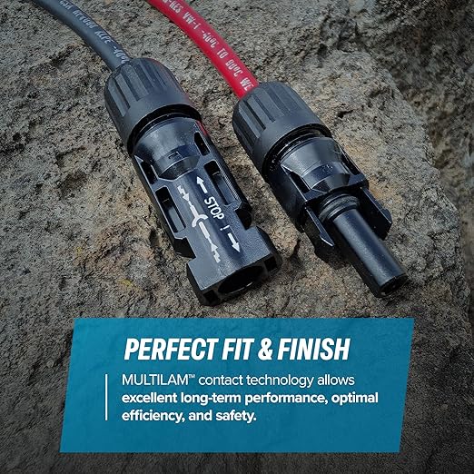 TEMCo 10 AWG Solar Wire Extension Cable 10 Ft Red + 10 Ft Black Staubli MC4 Connectors Pre-Installed on One End