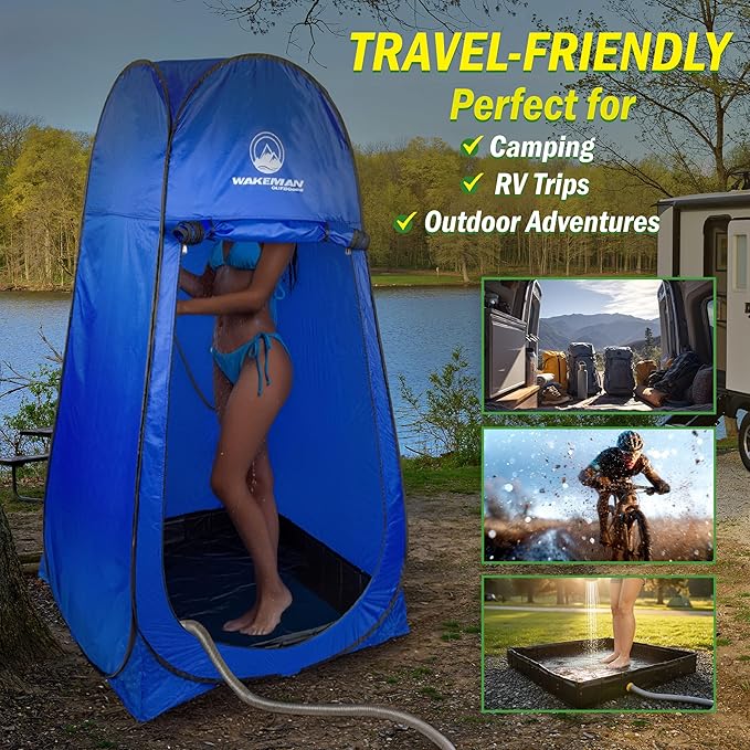 Portable Shower Pan - 39.5” x 5.25” Collapsible Foldable Indoor or Outdoor Camping Shower Base Floor with Detachable Drainpipe and Clamp for RV Bathing Pets or Camping Essentials by Wakeman Outdoors