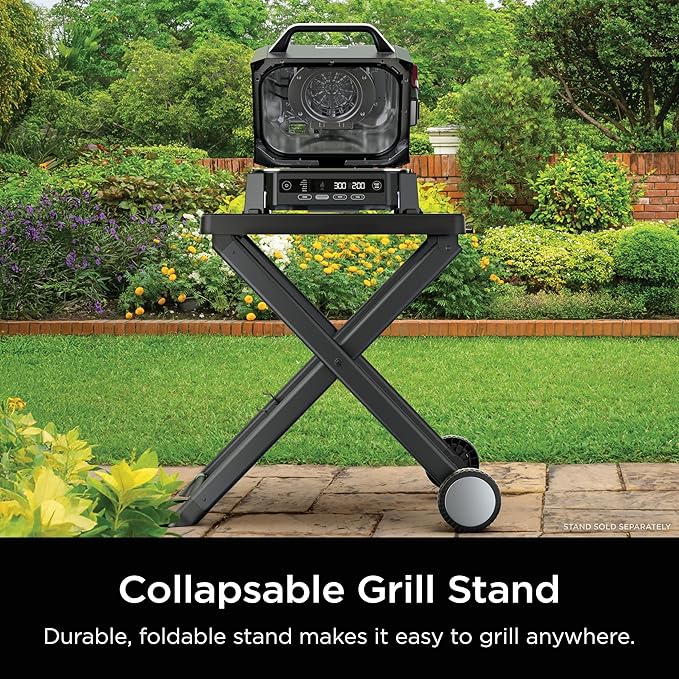 Ninja Woodfire Outdoor Grill &amp Smoker 6-in-1 Functionality Grill Smoke Bake Roast Air Fry Broil Authentic Woodfire Flavors Electric Heat OG321