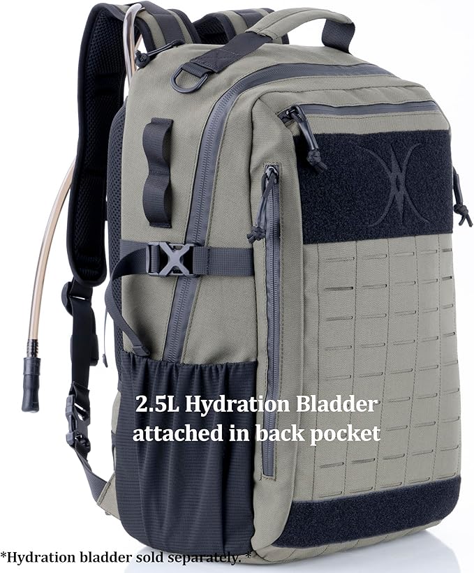 Urban Tactical Backpack Laser-Cut MOLLE Daypack Commuter Bag for EDCTravelWorkHiking for Men Women