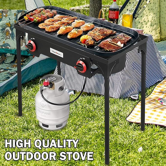 Vivicreate High Pressure Propane Gas Outdoor Camping BBQ Grill Stove Burner Estufas de Gas para Cocinar Afuera Es gas propano Regulator 20 PSIG