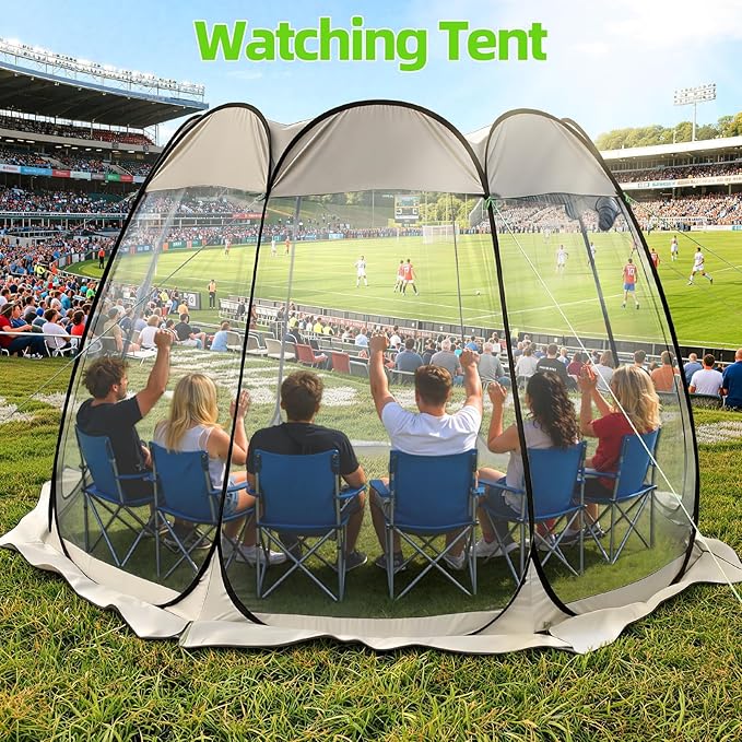 Pop Up Bubble Tent 8 Sizes Portable Clear Dome Weather Proof Garden Tent Waterproof Outdoor Large Camping Shelter with Vent Window Screen House for Party Backyards Camping Sports Khaki