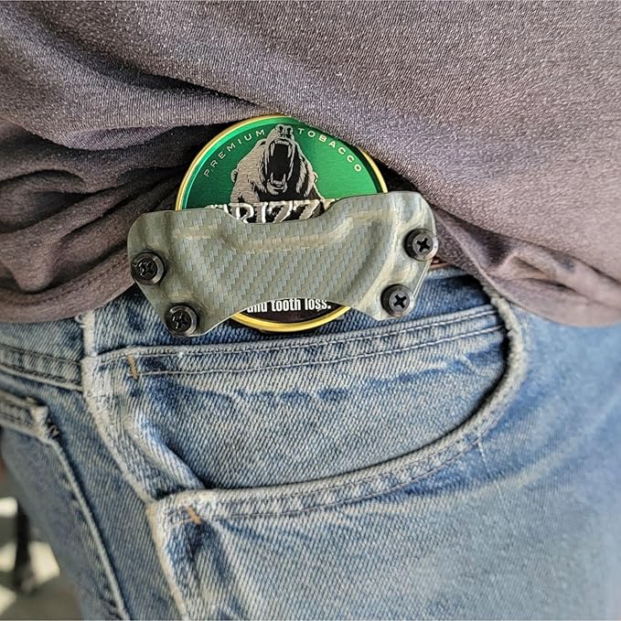 American Made Zyn Holder- Weber Tatical Kydex Container for Zyn Caffeine Pouches Snus Can Zyn Tin Zyn Case Slim Profile Easy Carry or Attach to Belts Bags &amp Car Visor
