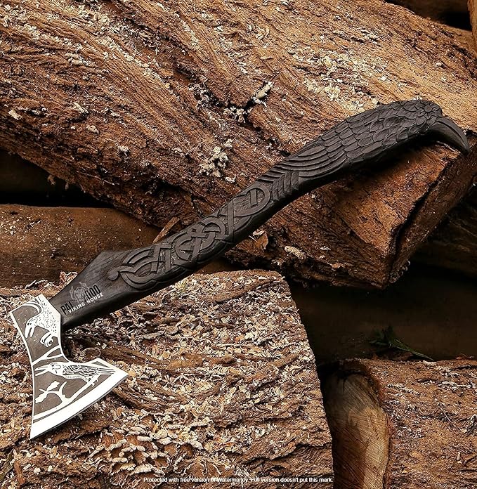 Glorius Craft Raven Crow Norse Mythology Viking Raven Skull Hatchet Firewood Cutting Axe Raven Viking Gifts Camping Hatchet Tomahawks Bearded Axe Valentines Day Gift for Him