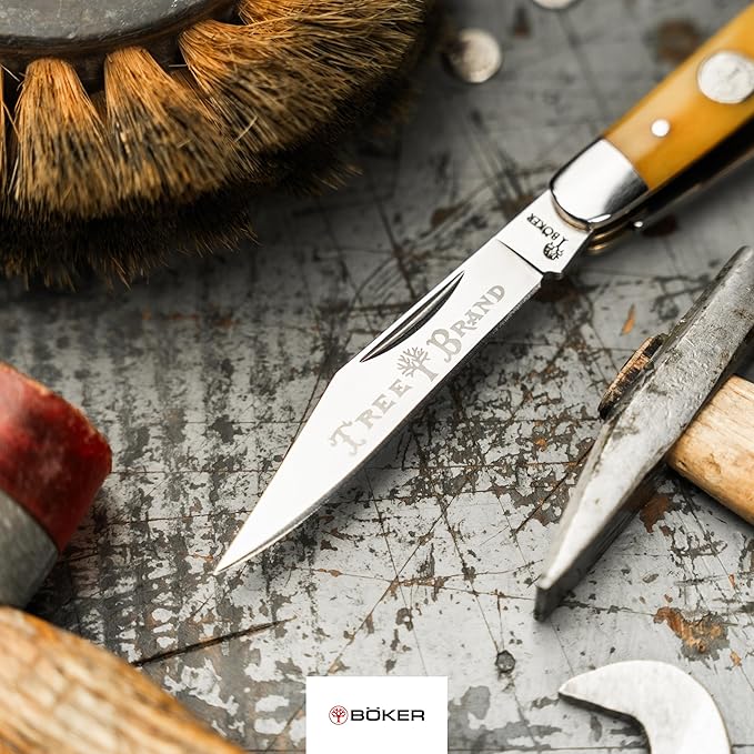 Boker Large Stockman 4 Inch Pocket Knife Smooth Yellow Bone Traditional Series 2.0 Made in Germany