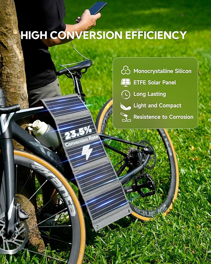 LUMOPAL 30W Foldable Solar Panel Portable Solar Charger with PD USB-C 30W USB-A 18W max Output Backpacking Solar Panel for Camping Ultra Compact Solar Panels for Hiking Trip Outdoor Activities