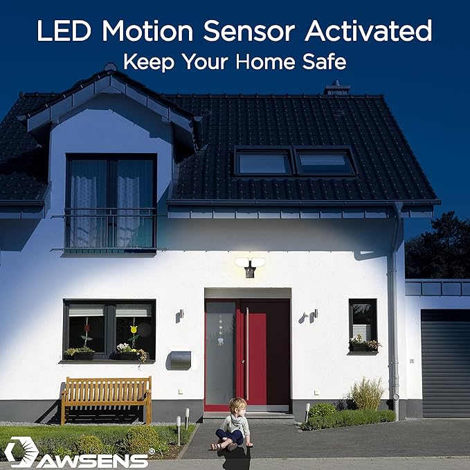 30W LED Security Lights Motion Sensor Light Outdoor 180 Degree 2600 LM 5100 K ETL Water Resistant 2 Head Motion Detector Flood Light for Garage Yard Porch (Bronze)