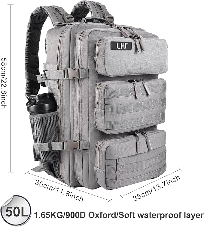 LHI Tactical Military Backpack for Men and Women 25L/35L Army Assault Pack Bag Small Rucksack with Bottle Holder