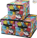 Stackable Clothes Storage Bins with LidsCloset Organizers Fabric Cat Printing Box for Home and OfficeBlanket Clothes OrganizersUnder Bed Storage Containers 3 Pack.
