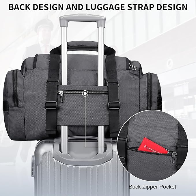 WITZMAN Duffle Bag for Men Large Overnight Carry On Weekender Bag with Shoe Compartment Sports Gym Duffle Bags for Traveling(B719 Silvery Grey)