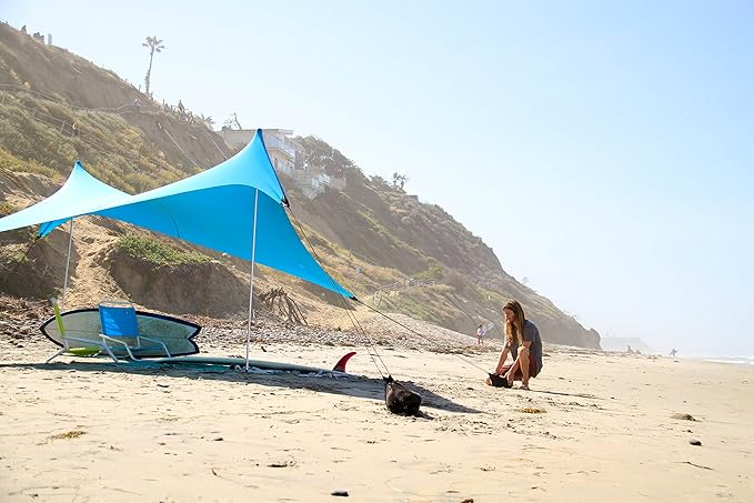 Neso Grande Portable Beach Tent Sun Shelter - Lightweight Beach Shade Canopy - Easy Setup for Family Outings - Patented Reinforced Corners - UPF 50+ Sun Protection
