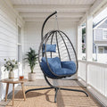 ALAULM Foldable Egg Chair with Stand 485LBS Capacity Wicker Rattan Hammock Swing Chair for Outdoor &amp Indoor Patio Hanging Chair with Strong Frame &amp UV Resistant Cushion for Balcony Bedroom