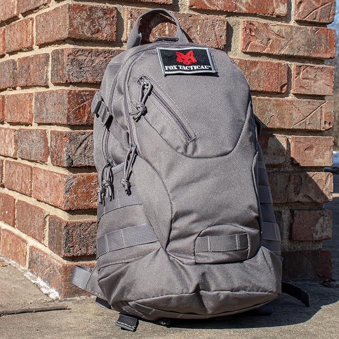 FOX OUTDOOR PRODUCTS Scout MOLLE Day Pack | Compact 20L Tactical Backpack with Hydration Sleeve for EDC Hiking &amp Outdoor Use Shadow Gray