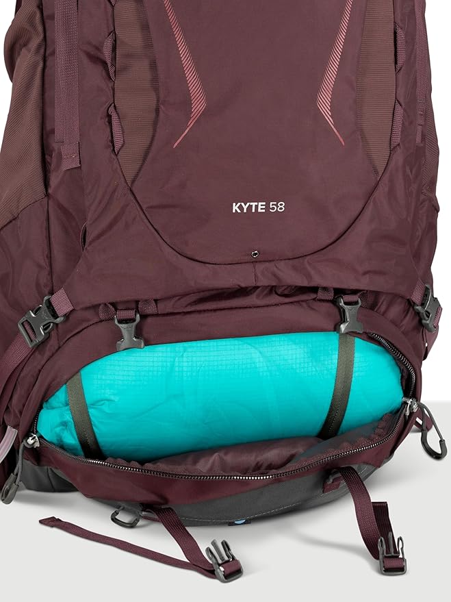 Osprey Kyte 58L Women's Backpacking Backpack - Hiking &amp Camping Bag with Waterproof Raincover Rocky Brook Green Medium/Large