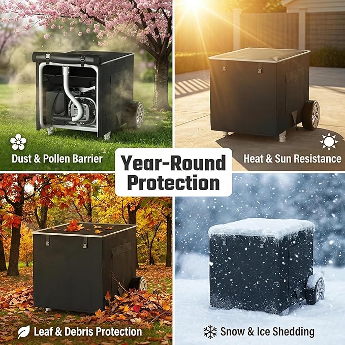 [New Upgraded] 900D Heavy Duty Waterproof Generator Cover Generator Cover for Outside 32L x 24W x 24H Cover Universal 5000W-10000W Outdoor Generator Storage Box All Season Protection Black
