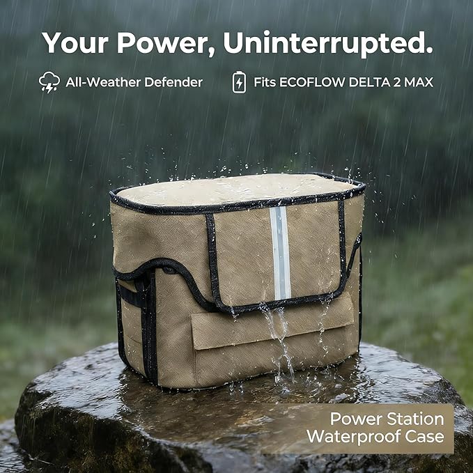 Power Station Waterproof Case Compatible with EF ECOFLOW DELTA 2 MAX Portable Case Crafted from 1680D Heavy-Duty Marine Canvas Roll-Up Side Vent Design
