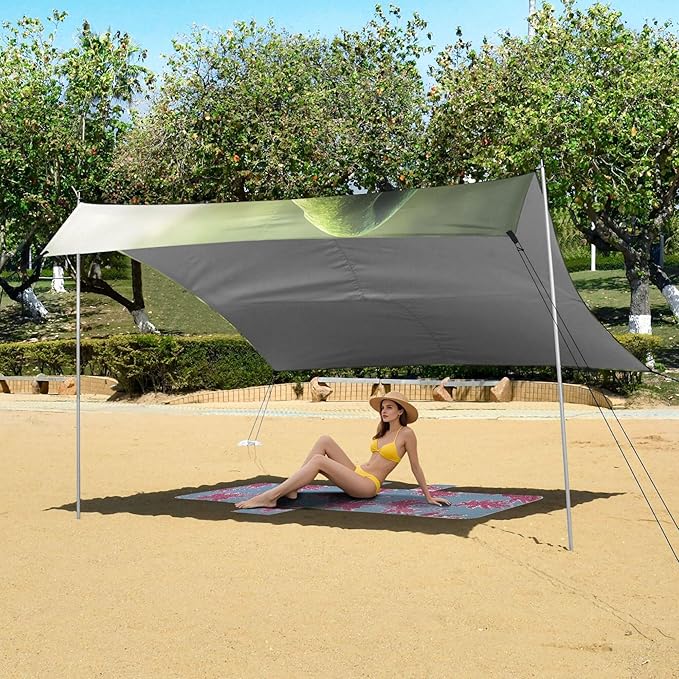 St. Patrick's Day Beach Canopy Sun Shelter with Sandbags &amp Sand Shovel &amp Windproof Ropes - Portable 110x126 Beach Shade Beach Tent for Camping Picnics