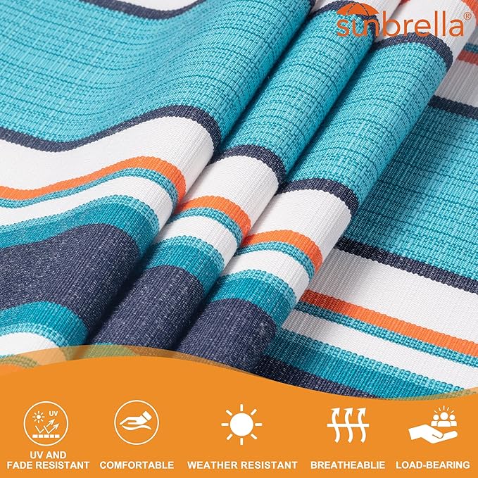 Lazy Daze Hammocks 12 FT Sunbrella Fabric Hammock not Fading with Spreader Bars and Free Pillow Fits for 2 Persons All Weather and Fade Resistant for Patio Yard 450 lbs Capacity Token Surfside