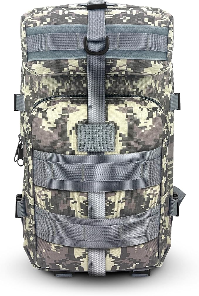 ASA TECHMED Large Tactical Backpack - IFAK Military-Grade Assault Pack Everyday Carry Use Military Backpacks Tactical (Gray Camo)