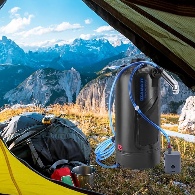 Teamaze Portable Shower12L/3.2 Gal Solar Camping Shower Bag with Auto Pressure PumpPortable Outdoor Shower for CampingBeachHikingRVPet Bath