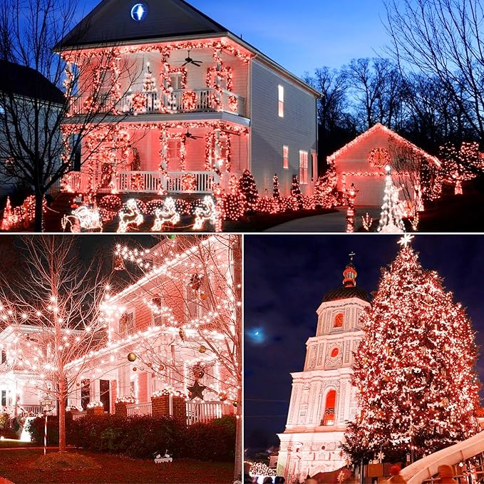 100 Counts LED Christmas Lights - 50 ft 5mm Red Commercial Grade Waterproof Indoor/Outdoor String Lights Green Wire Mini Lights for Tree Decorations UL IP:65