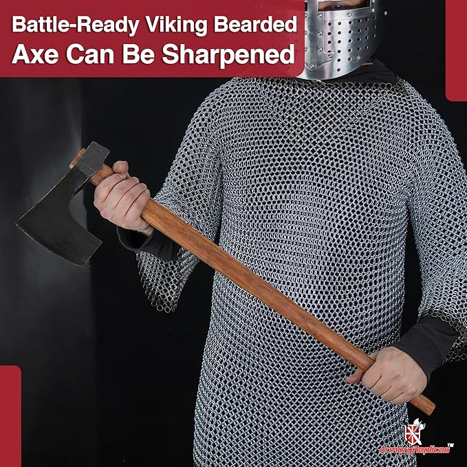 Armory Replicas™ - Heavy Handed Forged High Carbon Steel Bearded Viking Axe w/Comfortable Tapering Sheesham Wood Handle