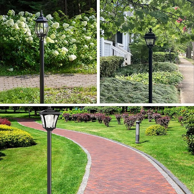 Accessory Outdoor Light Post Steel 3 x 84 for Exterior House Porch Patio Deck - Black