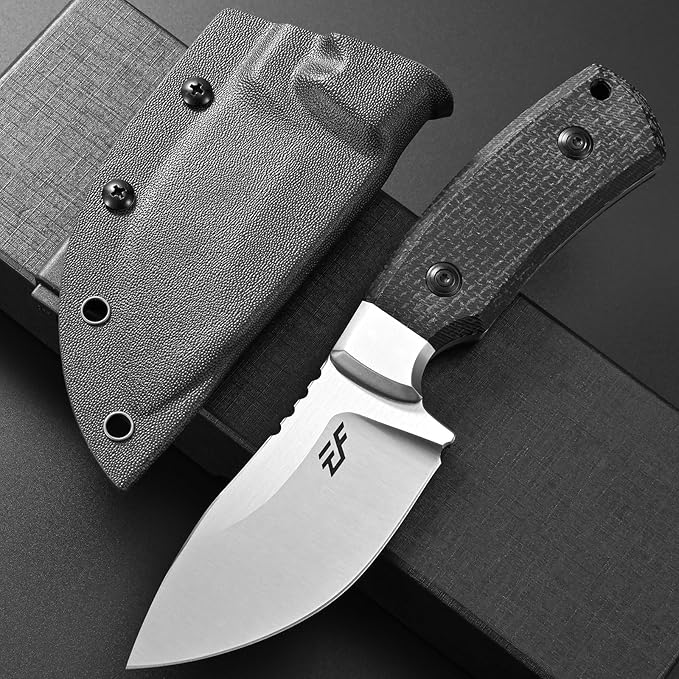 Eafengrow EF160 Fixed Blade Knife AEB-L Steel Blade Micarta &ampSteel Head Handle Full Tang Compact EDC Fix Knifes for Camping Survival