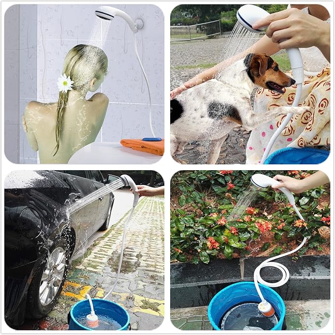 Iron Hammer Portable Shower Electric Shower Camping Shower with Shower Head Shut Off Valve