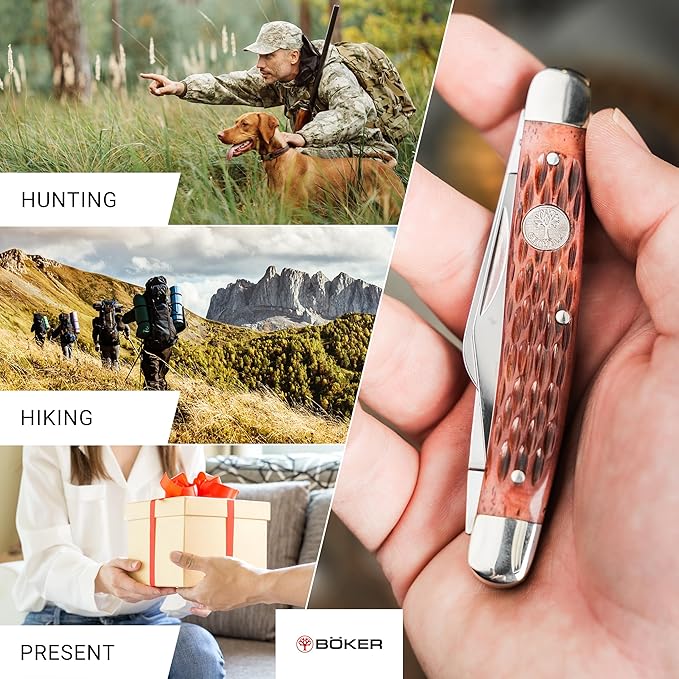 Boker Large Stockman 4 Inch Pocket Knife Jigged Brown Bone Traditional Series 2.0 Made in Germany