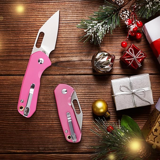 CJRB CUTLERY Mini Pyrite(J1933) Folding Pocket Knife2.17 AR-RPM9 Steel Blade and Pink Handle Small EDC Knife with Pocket Clip for Work Outdoor Hiking Camping